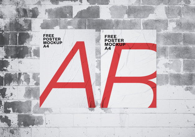 Free Glued Poster Mockup Psd