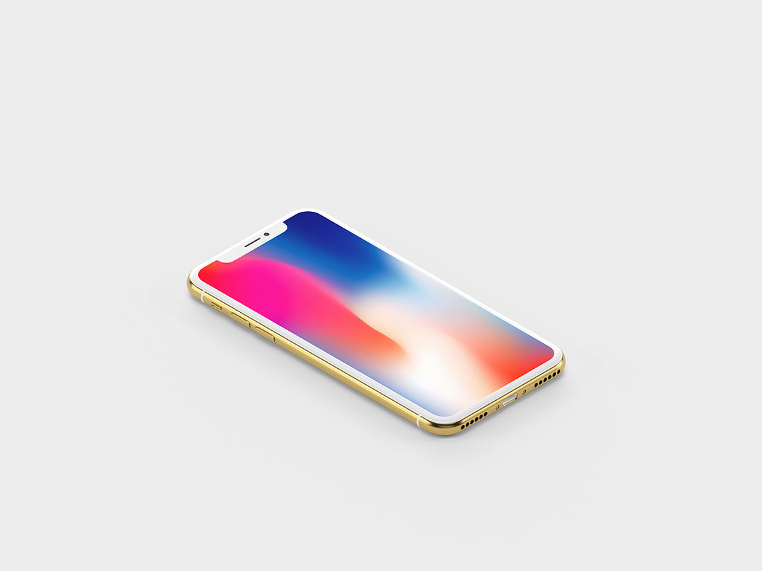 Free Gold Isometric Iphone X Mockup