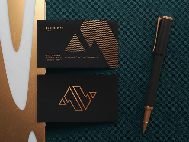 Free Golden Business Card Mockup Template Psd