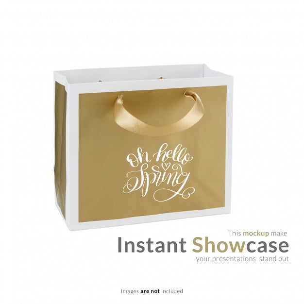 Free Golden Gift Bag Mock Up Psd