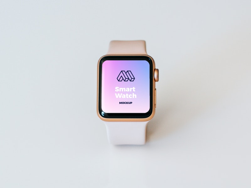 Free Golden Smart Watch Psd Mockup