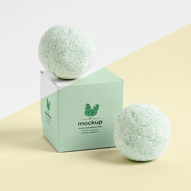 Free Green Bath Bombs And Box Arrangement Psd