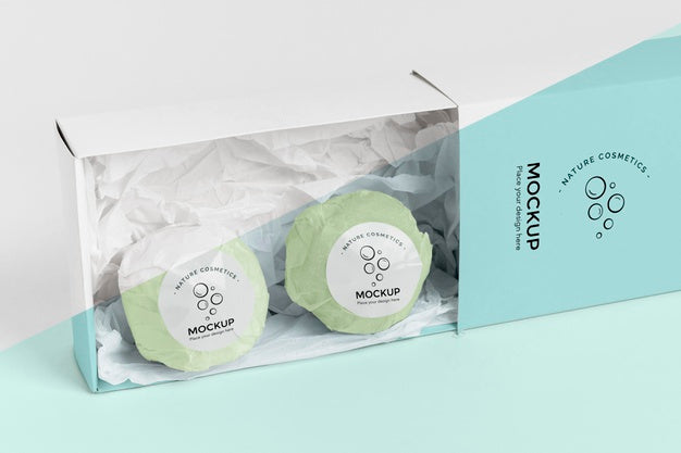 Free Green Bath Bombs In Box Psd