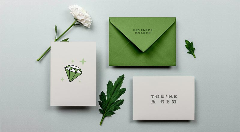 Free Greeting Card & Envelope Mockup Psd