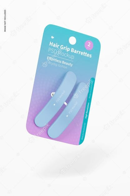 Free Hair Grip Barrettes Blister Mockup, Floating Psd