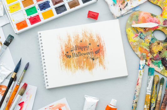 Free Halloween Artistic Draw On Notebook Psd