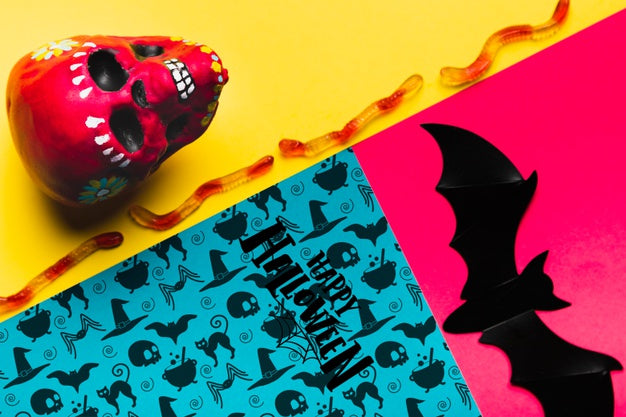 Free Halloween Concept With Skull And Bat Psd