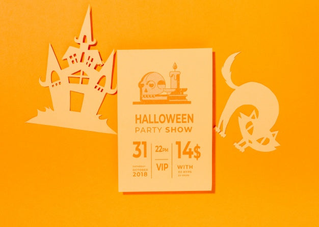 Free Halloween Cover Mockup On Orange Background Psd