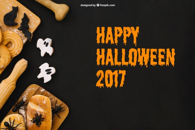 Free Halloween Mockup With Bread Psd