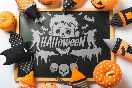 Free Halloween Mockup With Slate Concept Psd