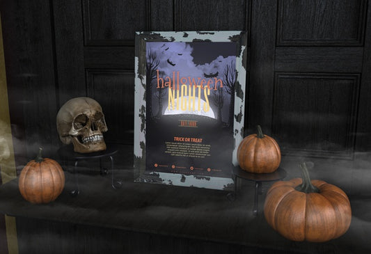 Free Halloween Nights Frame With Pumpkins Psd