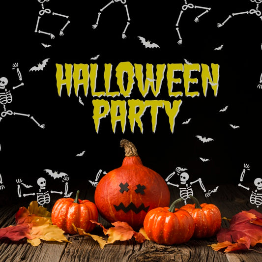 Free Halloween Pumpkins And Skeleton Drawing Psd