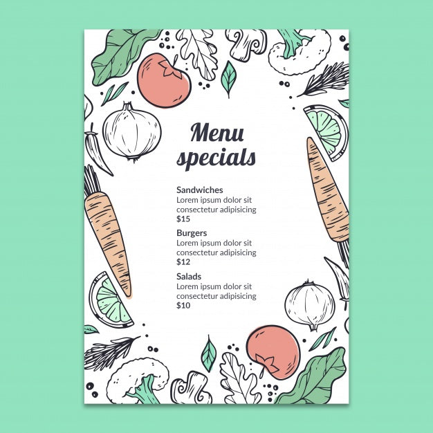 Free Hand Drawn Menu Mockup Psd