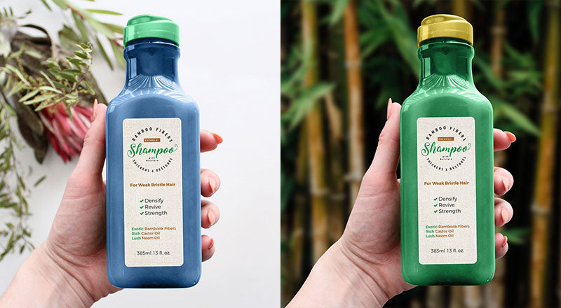 Free Hand Holding Organic Shampoo Bottle Mockup Psd