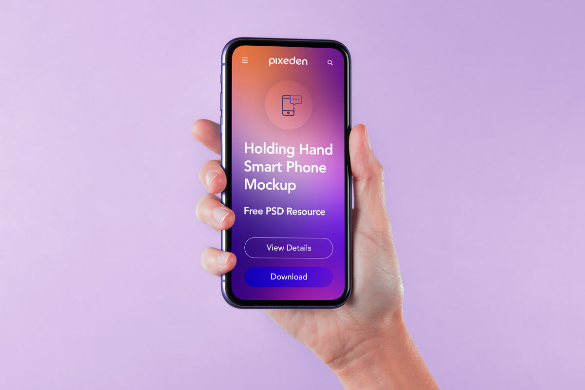 Free Hand Holding Psd Smartphone Mockup