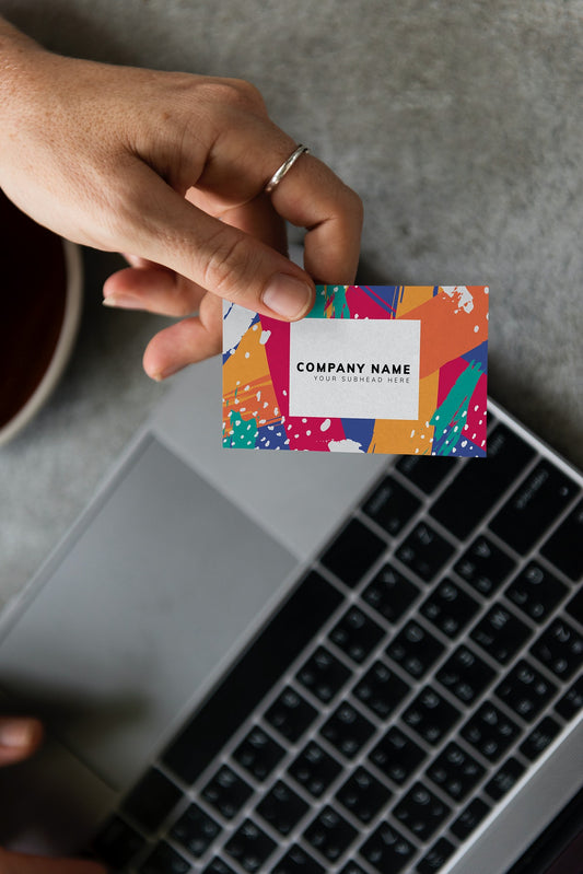 Free Handing Out A Business Card Mockup