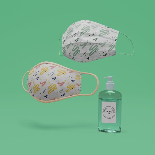 Free Handmade Face Masks And Hand Sanitizer With Mock-Up Psd