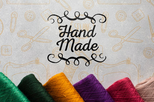 Free Handmade Mock-Up With Knitting Thread Psd