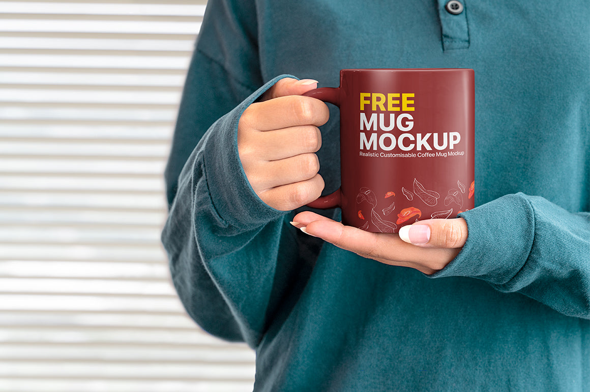 Free Hands Holding Mug Mockup