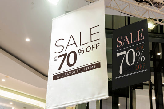 Free Hanged Sale Discount Posters Psd