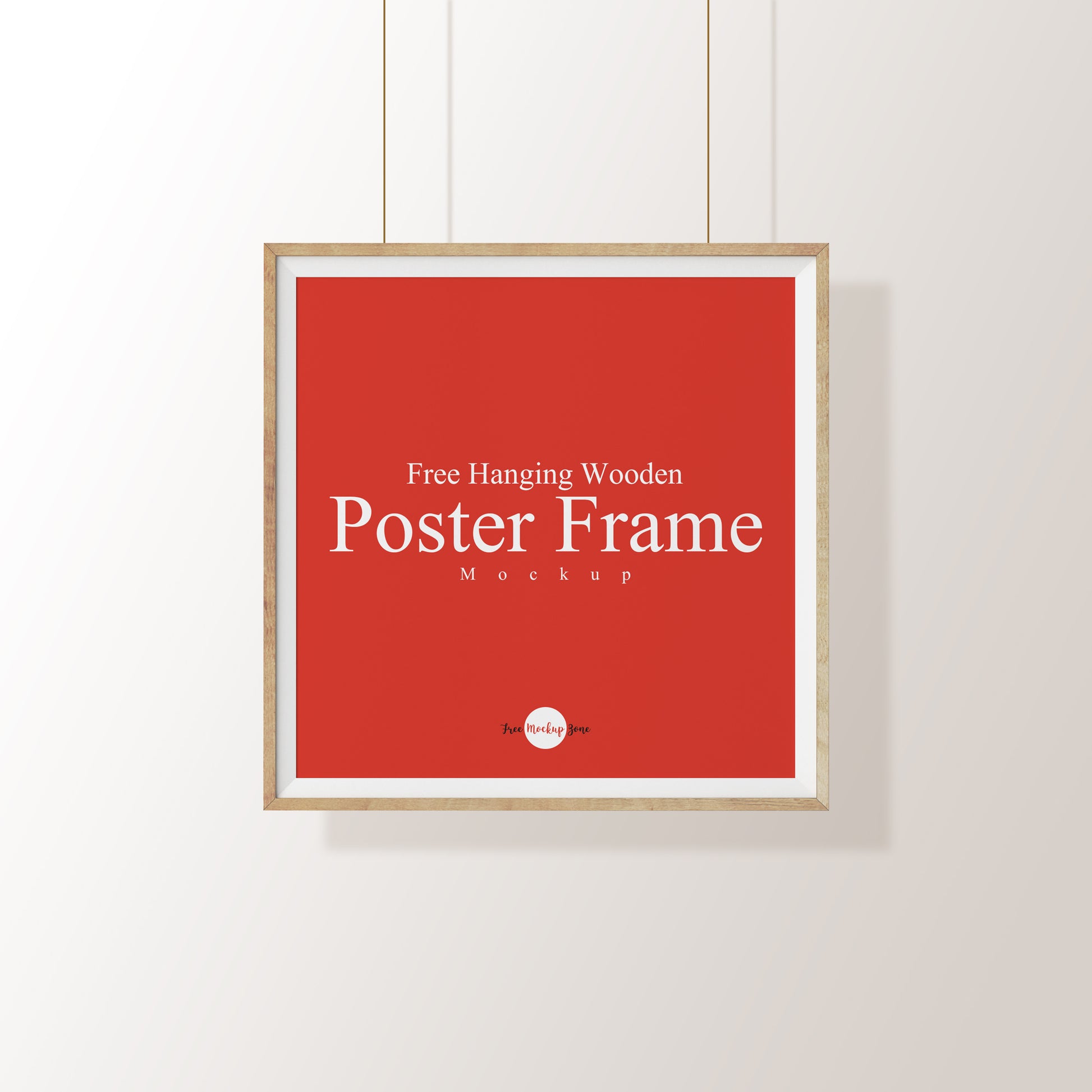 Free Hanging Wooden Poster Frame Mockup