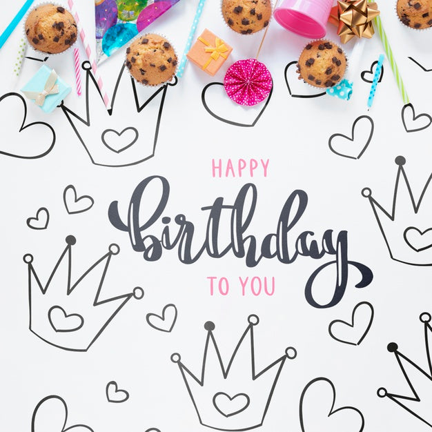 Free Happy Birthday Concept Mock-Up Psd