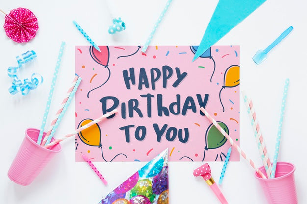 Free Happy Birthday Concept Mock-Up Psd