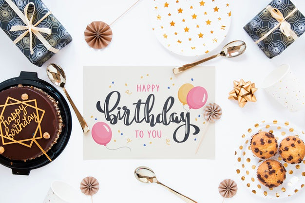 Free Happy Birthday Concept Mock-Up Psd