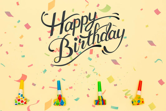 Free Happy Birthday Message Beside Decorations Psd