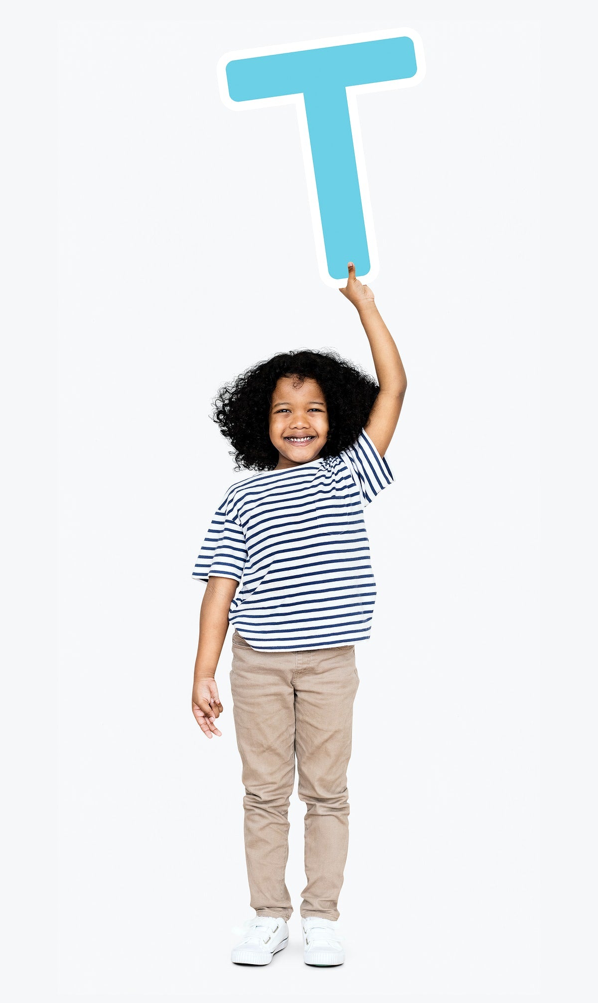 Free Happy Boy Holding The Letter T