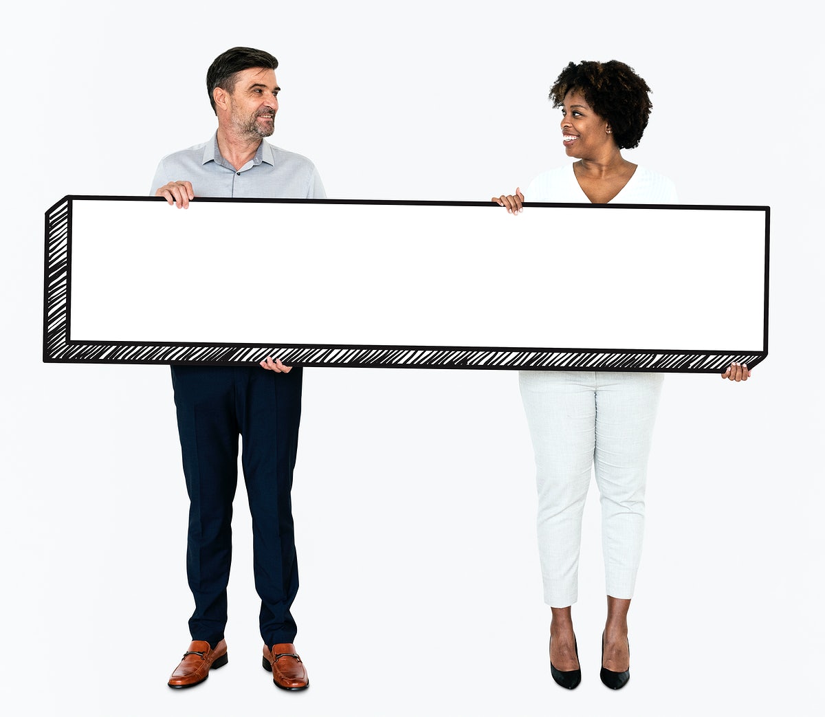 Free Happy Diverse People Holding An Empty Board