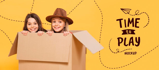 Free Happy Girl In Cardboard Box Psd