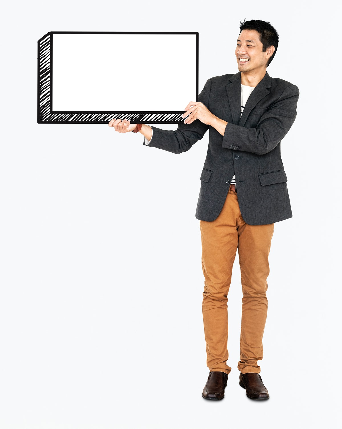 Free Happy Man Holding An Empty Board