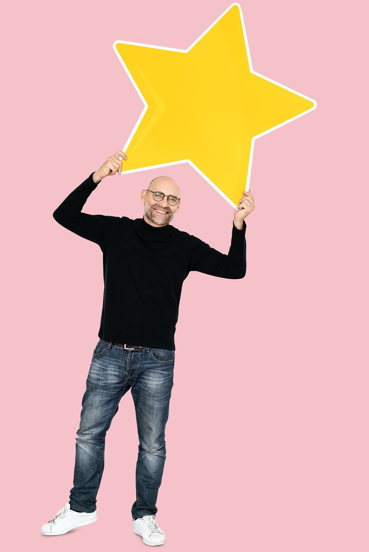 Free Happy Man With A Big Star Icon