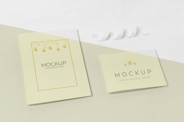 Free Happy New Year Invitation Mock-Up With Ribbon Psd