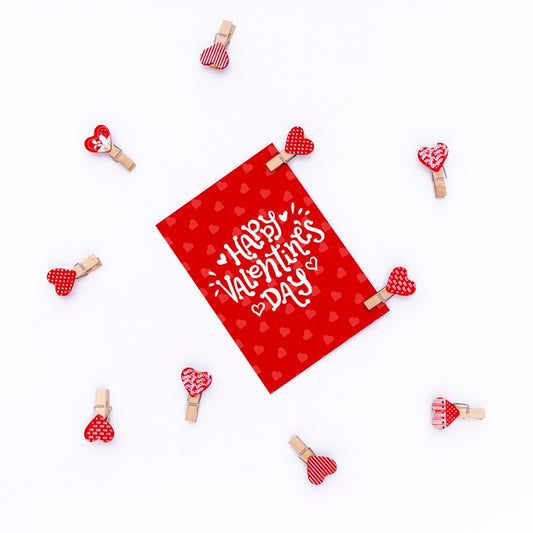 Free Happy Valentines Day Lettering On Red Card Psd