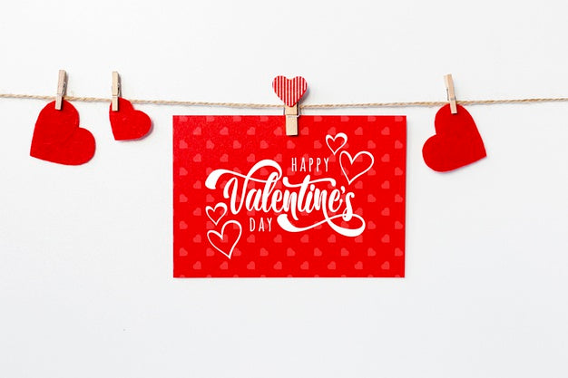 Free Happy Valentines Day Lettering On Red Card Psd