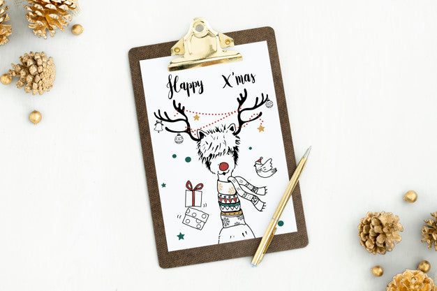 Free Happy Xmas Christmas Card Mockup Psd