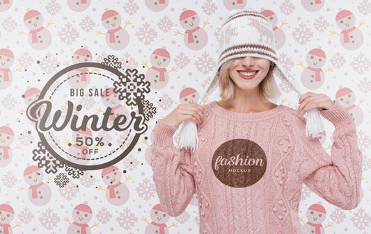 Free Happy Young Woman With Winter Sweater Psd