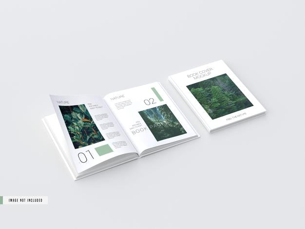 Free Hardcover Open View Book Inside Pages Mockup Psd