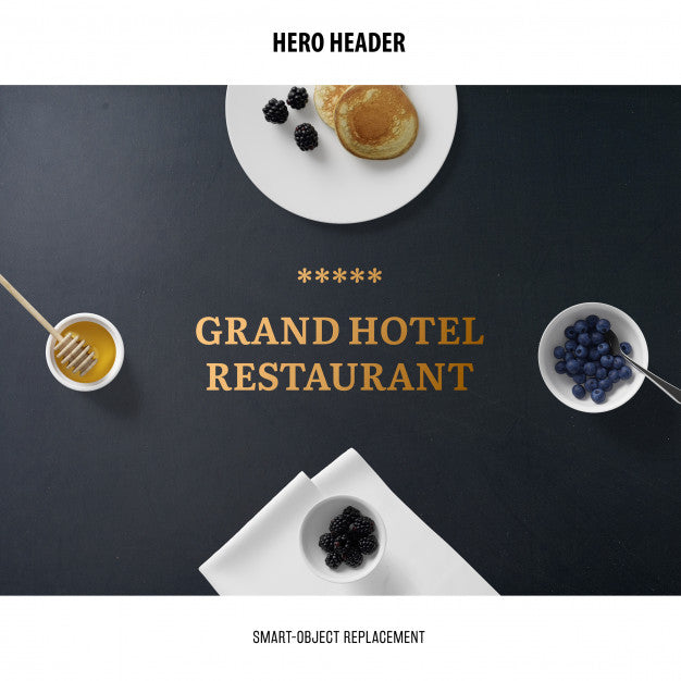 Free Header Restaurant Mockup. Psd