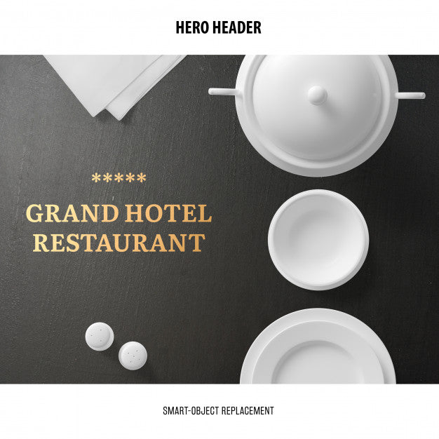 Free Header Restaurant Mockup. Psd