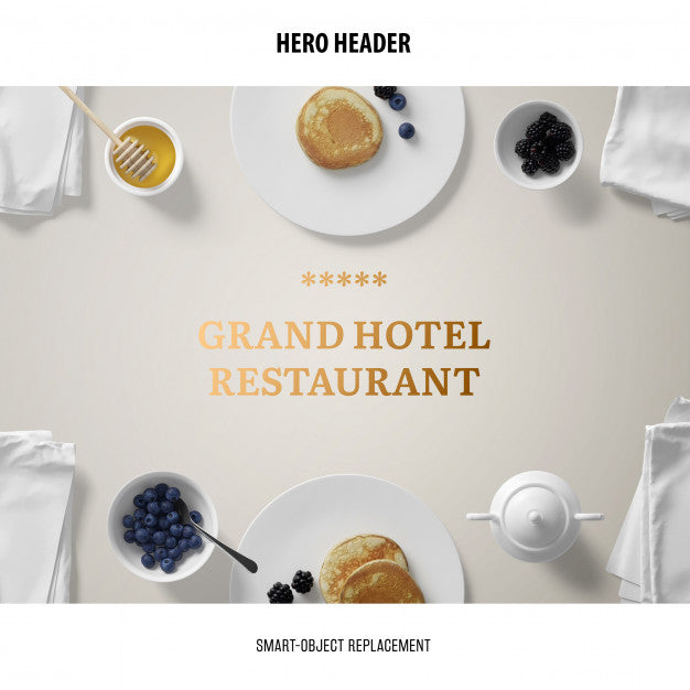 Free Header Restaurant Mockup. Psd