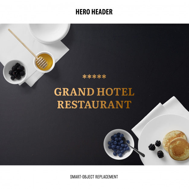 Free Header Restaurant Mockup. Psd