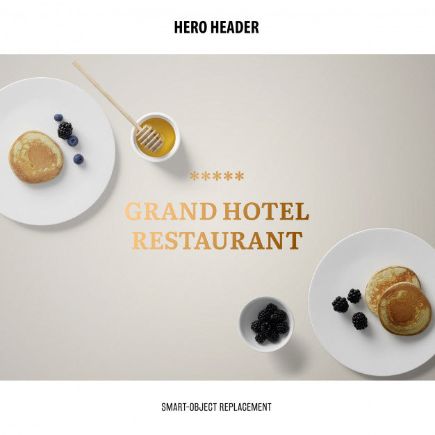 Free Header Restaurant Mockup. Psd