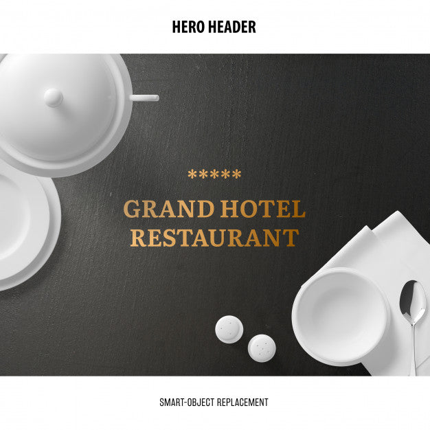 Free Header Restaurant Mockup. Psd