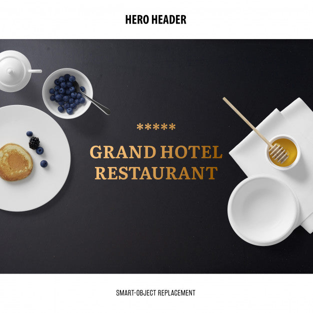 Free Header Restaurant Mockup. Psd