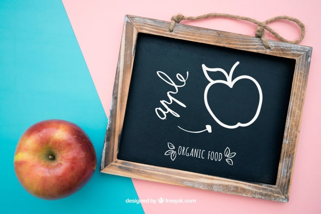 Free Health Mockup With Slate And Apple Psd