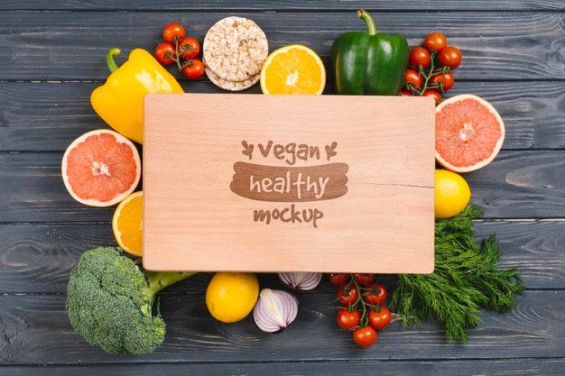 Free Healthy And Fresh Vegan Food Mock-Up Psd