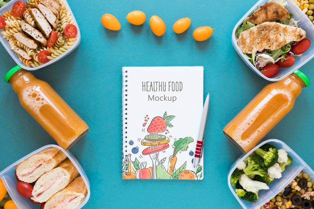 Free Healthy Food Mock-Up Flat Lay Psd